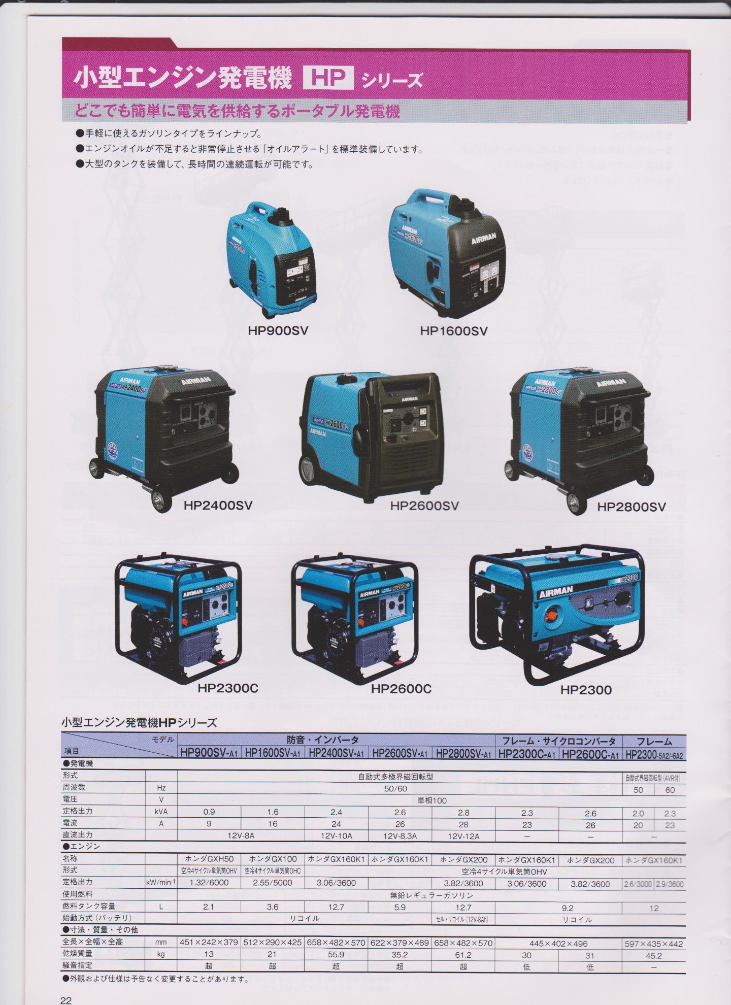 ガソリン発電機販売